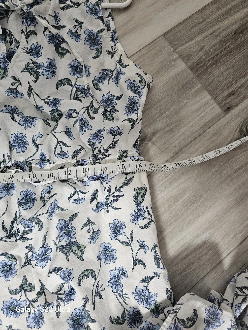 J. Crew White Midi Dress with Blue Floral Print Sz 12